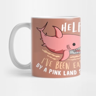 Funny Cat Eaten By Pink Shark Mug